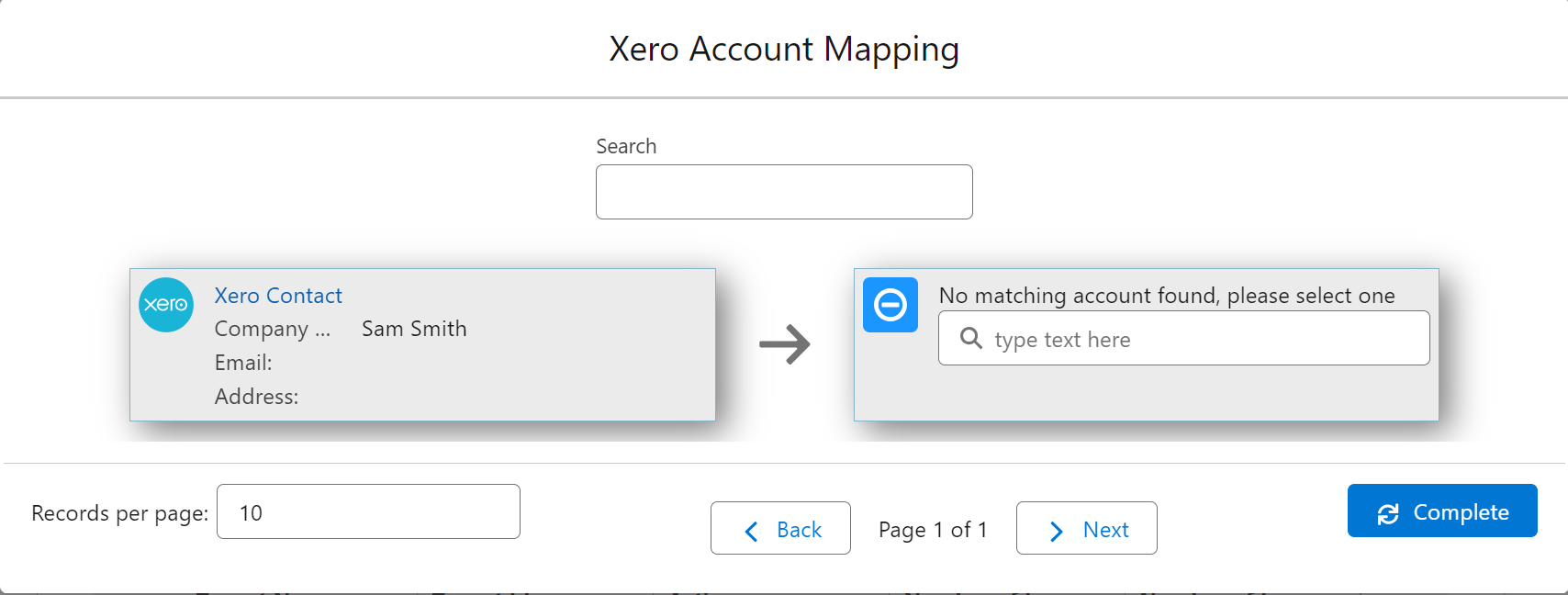 Xero Account Mapping