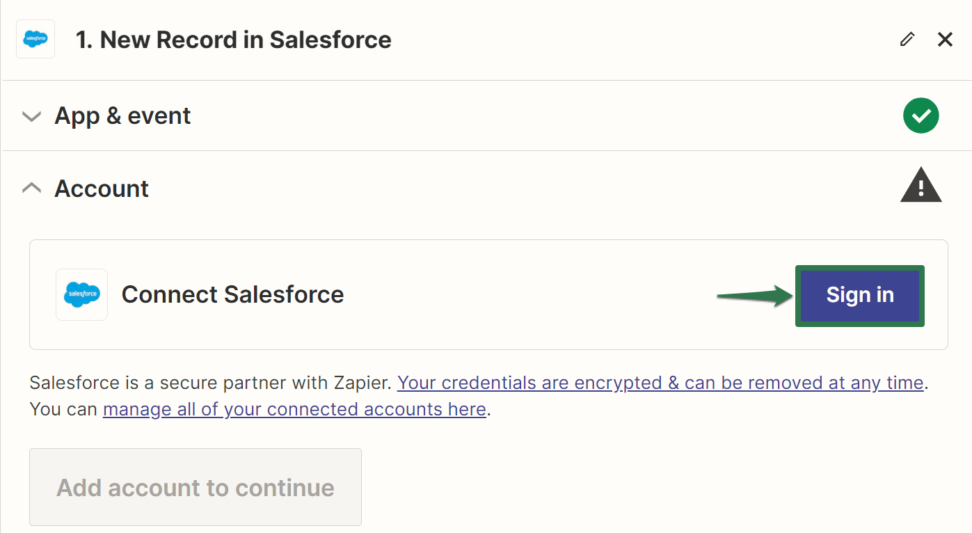Step 03 Connect Salesforce Account