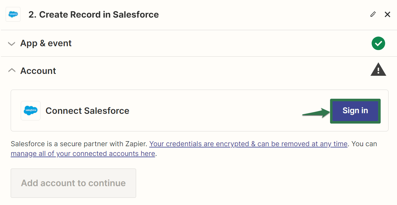 Step 06 Connect Salesforce Account