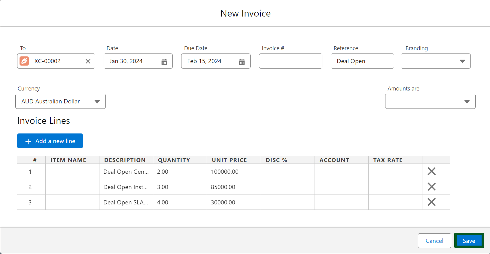 Generate Invoice From Opportunity