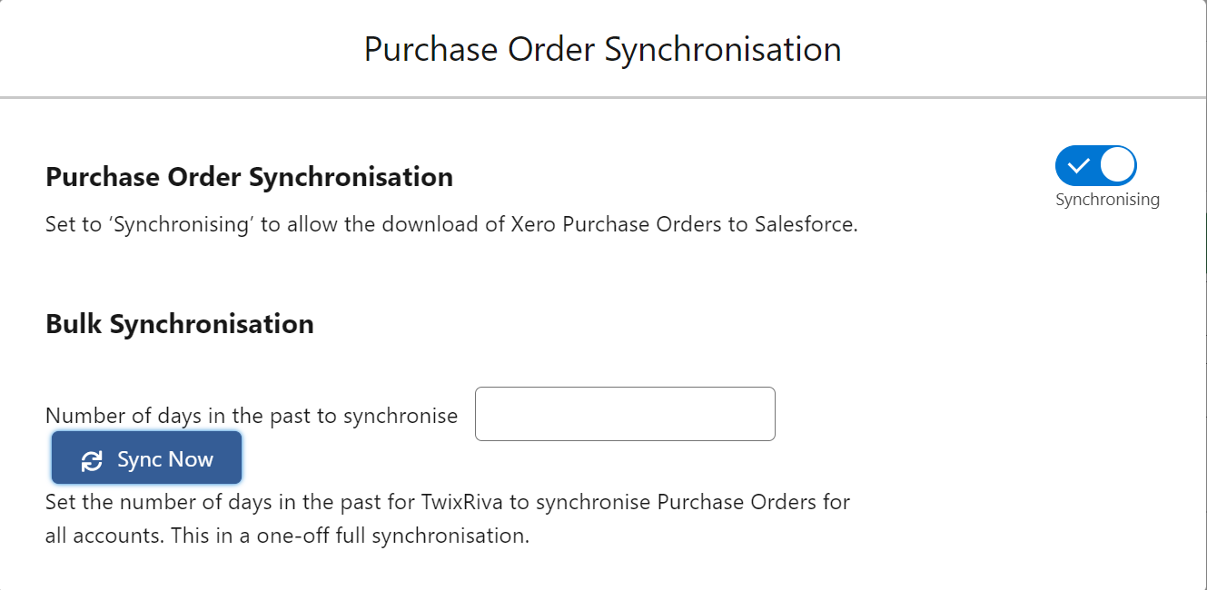 Set Purchase Order Synchronization