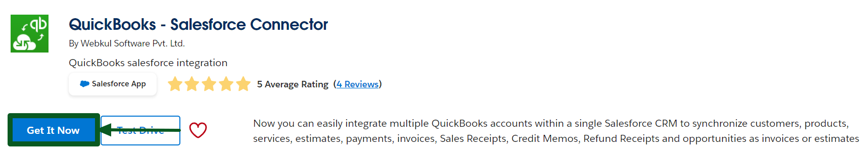 QuickBooks Salesforce Connector in the AppExchange