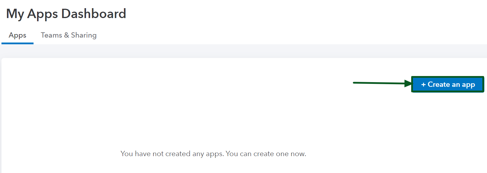 To access the Create an App option, you need to access the Dashboard.