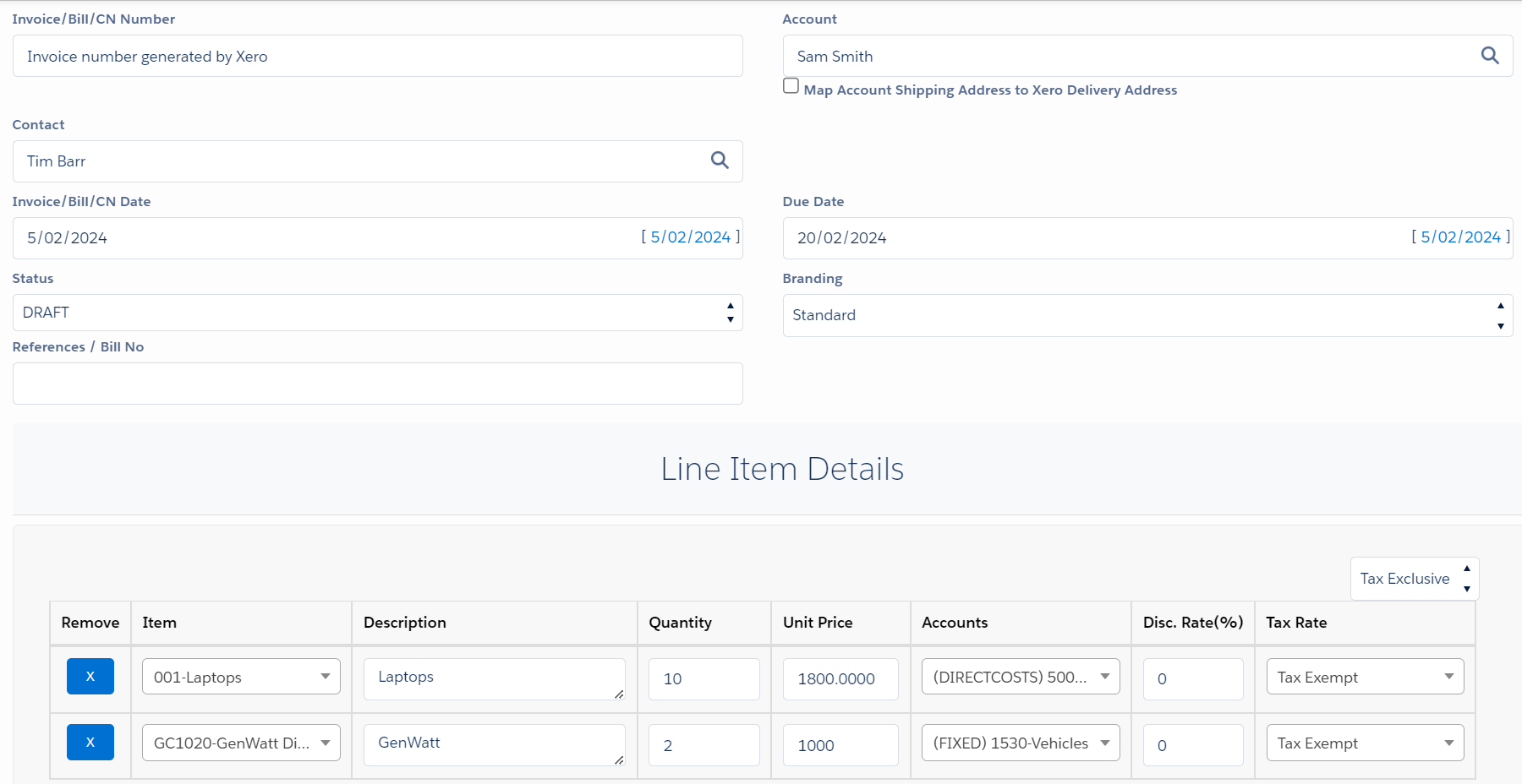 Creating Invoice In Salesforce