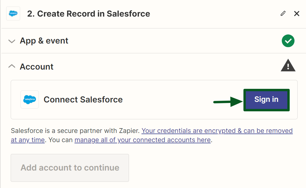 Step 06 Connect Salesforce Account